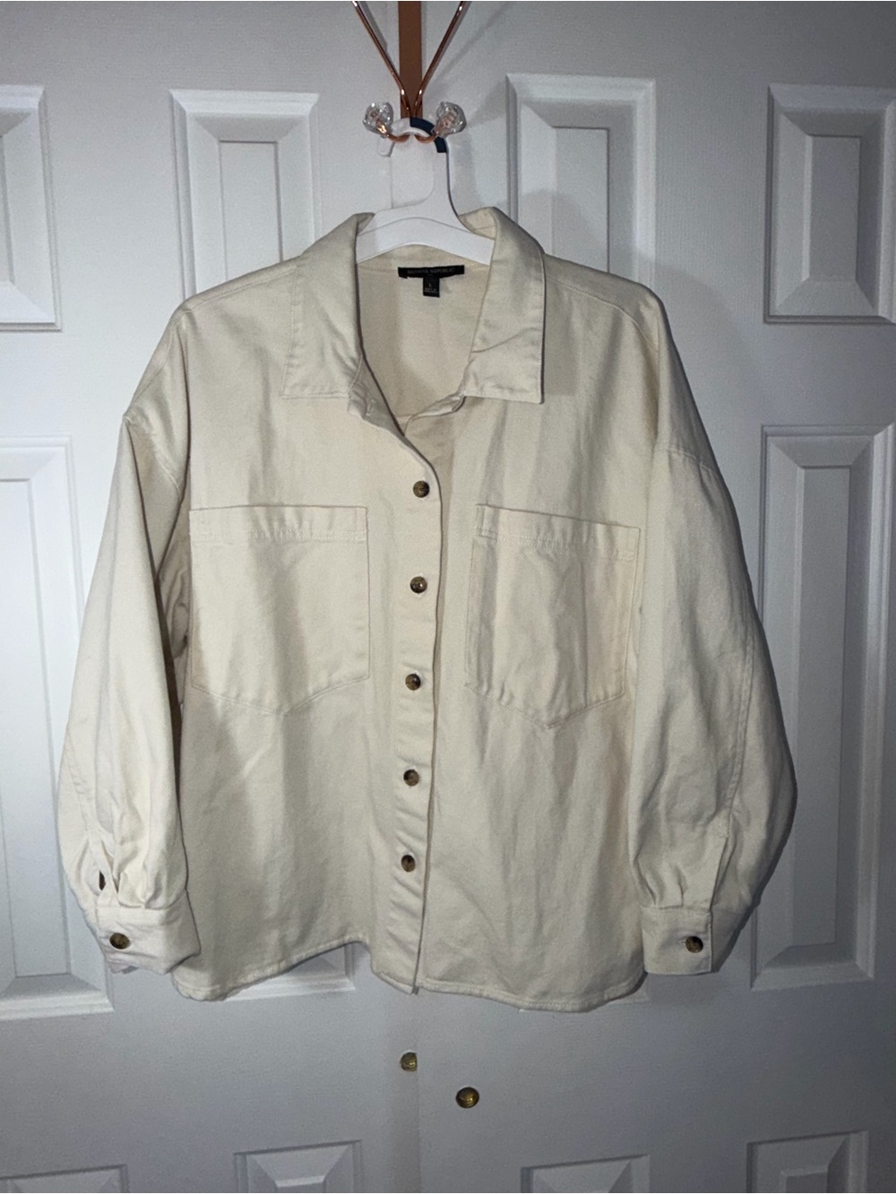 Banana Republic Ivory Button-Front Overshirt Jacket
